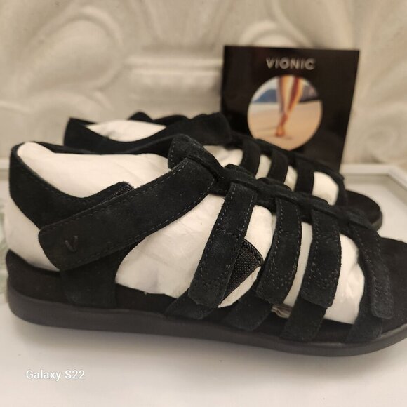 NEW Vionic Women's Palm Ritta Anklestrap Gladiator Orthotic Sandals Size 6 BLACK - Picture 2 of 10